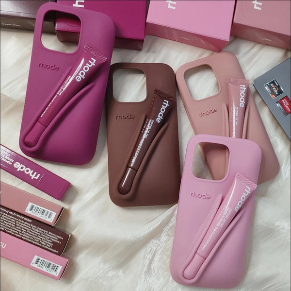 LuxeLoop - iPhone用シリコンケース（リップスティックホルダー付き）