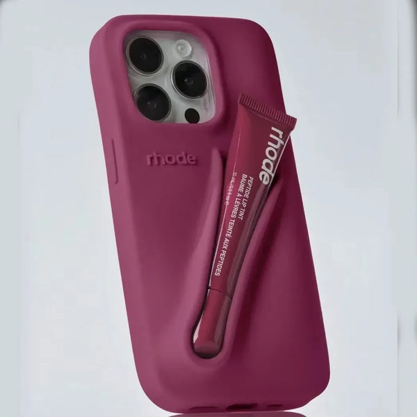 LuxeLoop - iPhone用シリコンケース（リップスティックホルダー付き）