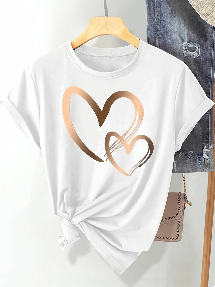 Larson - カジュアル ショートスリーブ Tシャツ ハートプリント