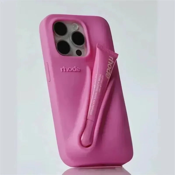 LuxeLoop - iPhone用シリコンケース（リップスティックホルダー付き）