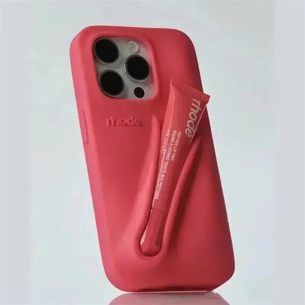 LuxeLoop - iPhone用シリコンケース（リップスティックホルダー付き）