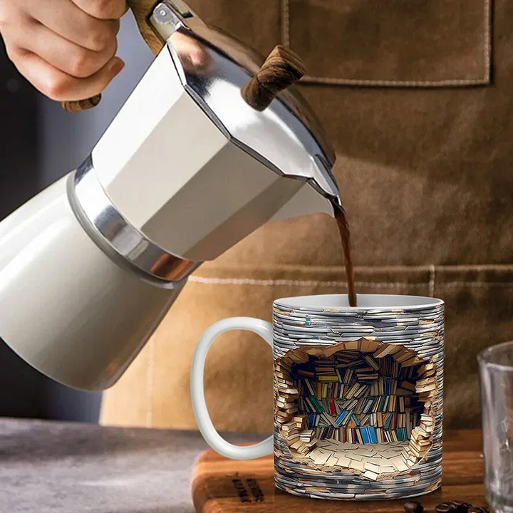 BookBrew -  3D図書館デザインマグカップ