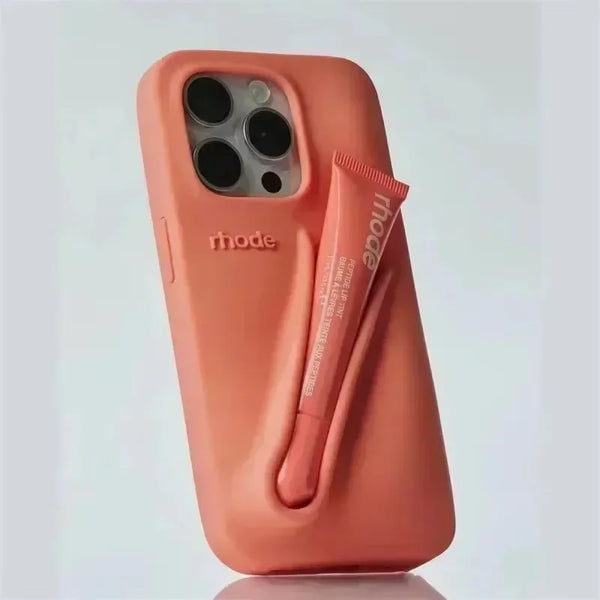 LuxeLoop - iPhone用シリコンケース（リップスティックホルダー付き）