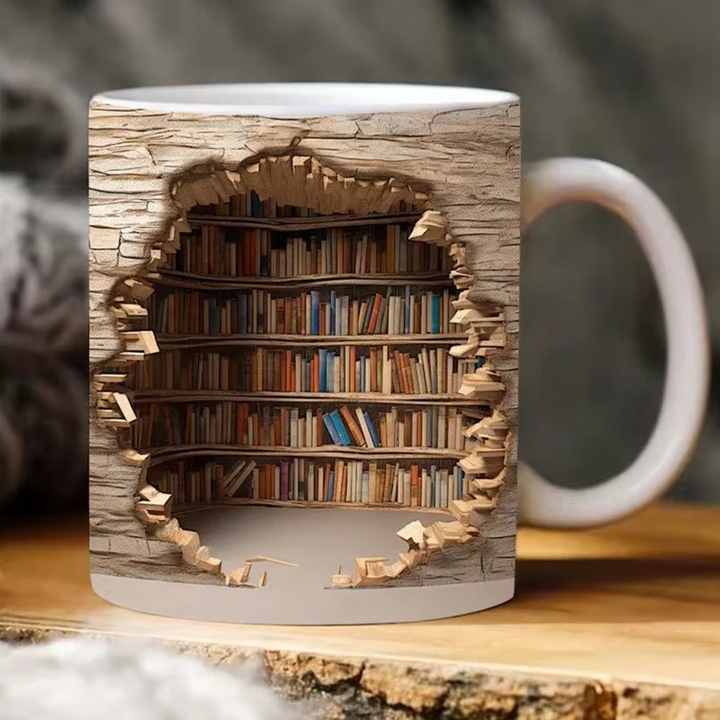 BookBrew -  3D図書館デザインマグカップ