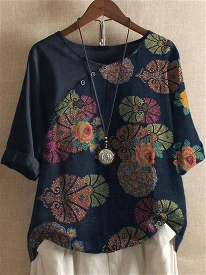 Hetty - 半袖ボタンダウン花柄シャツ