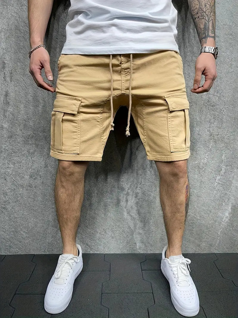 Jelte - カジュアル ノンストレッチ ドロストリング カーゴ ショートパンツ