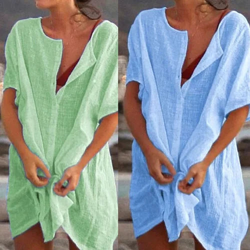 Anjini - ショートスリーブのルーズビーチドレス