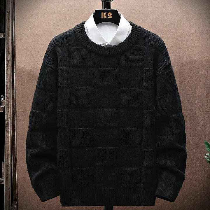 Yaxin - レトロチェック柄カジュアルセーター