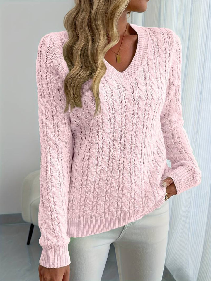Zivah - Stylish Ribbed Sweater With V-Neck