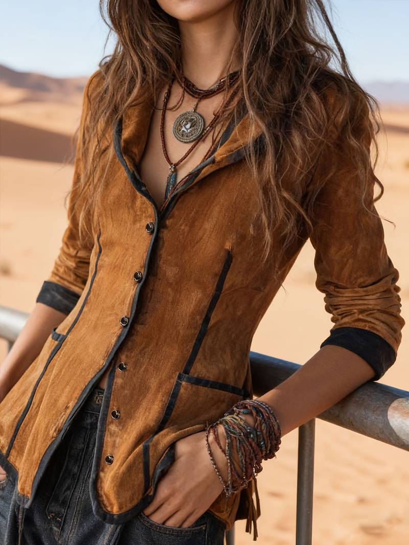 Yaara - ヴィンテージ風フード付きロングスリーブジャケット