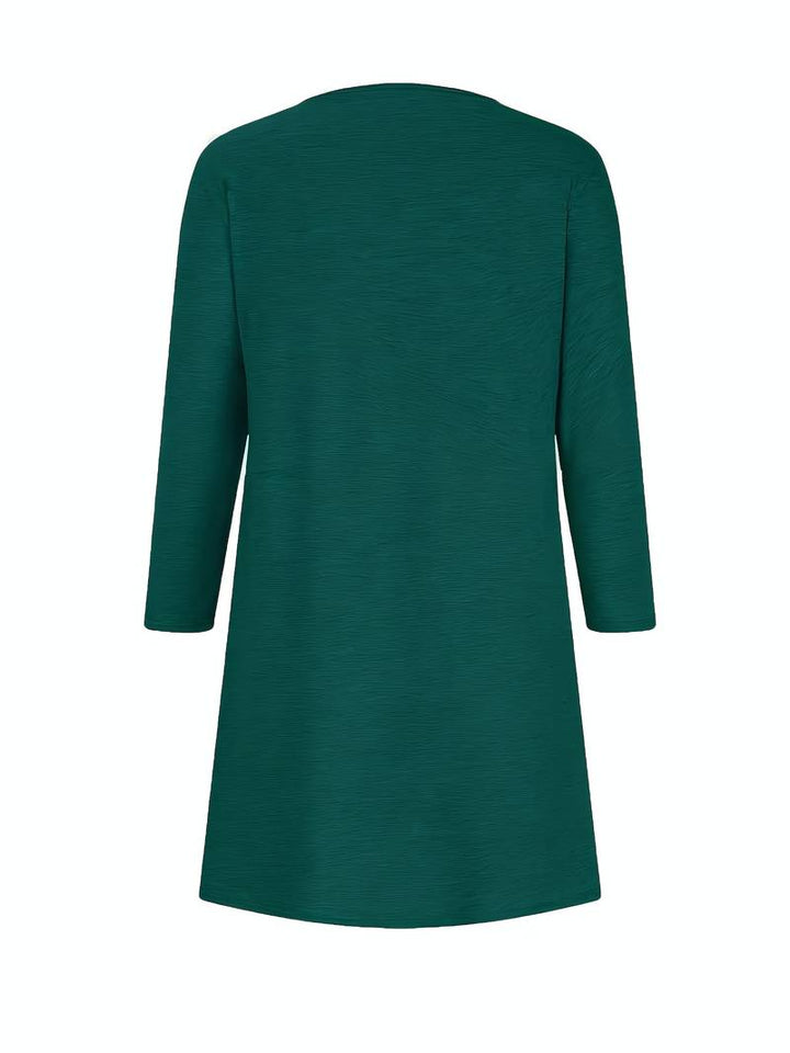 Alinor - カジュアルなチェック柄パッチワーク長袖ワンピース