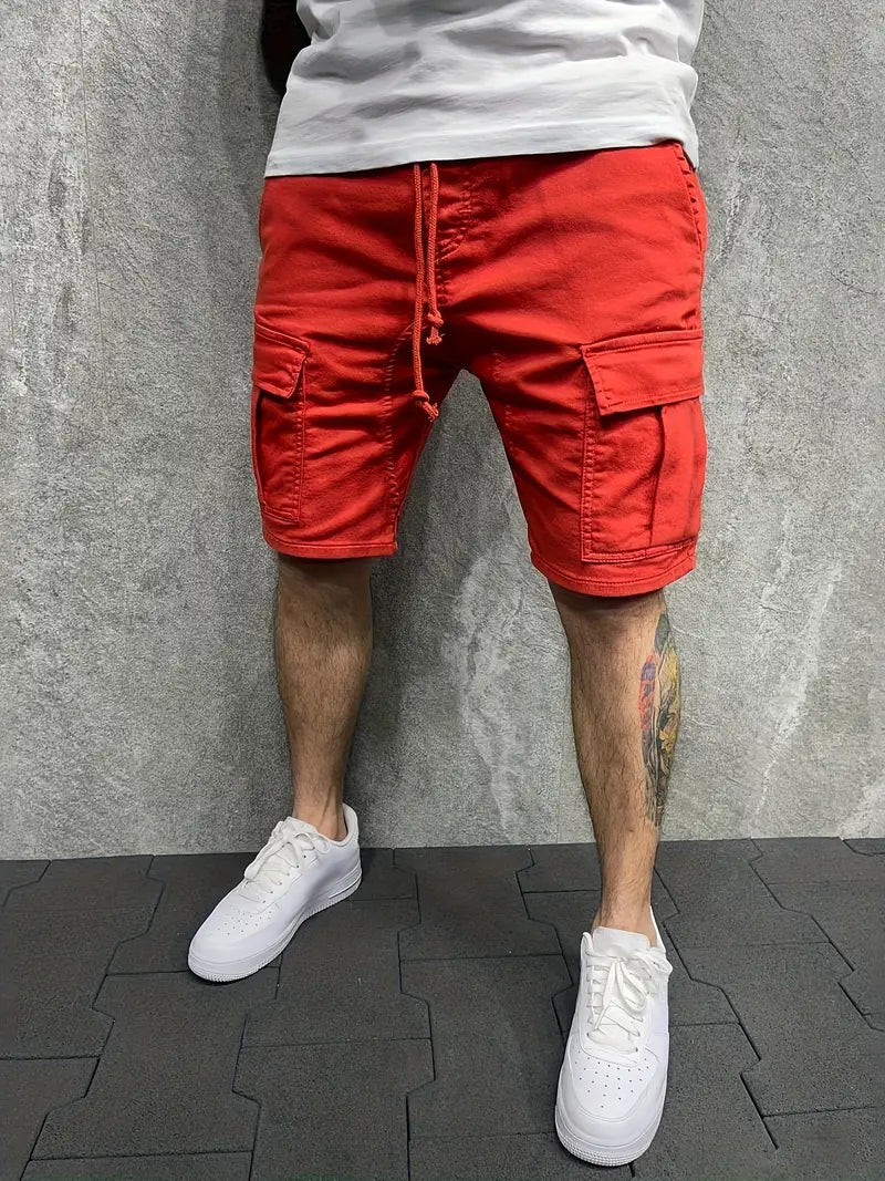 Jelte - カジュアル ノンストレッチ ドロストリング カーゴ ショートパンツ