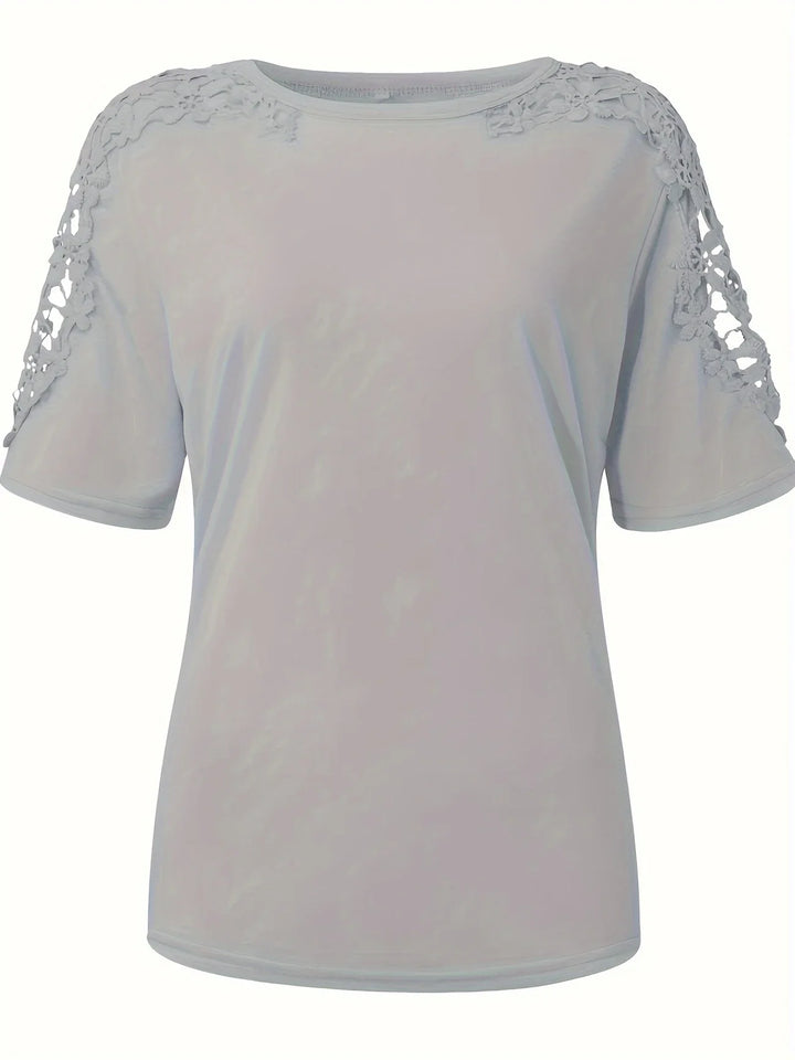 Ancuta - エレガントな夏用ショートスリーブTシャツ レーストップ