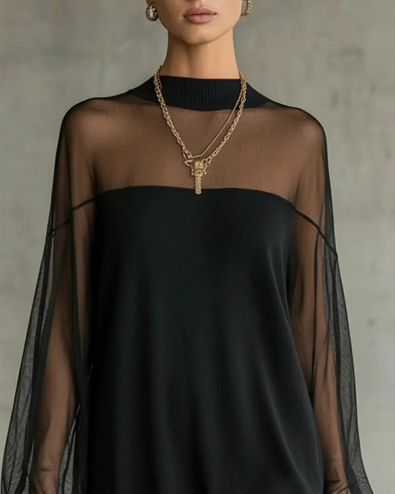 Yenaya - ランタンスリーブ ニット ミニドレス