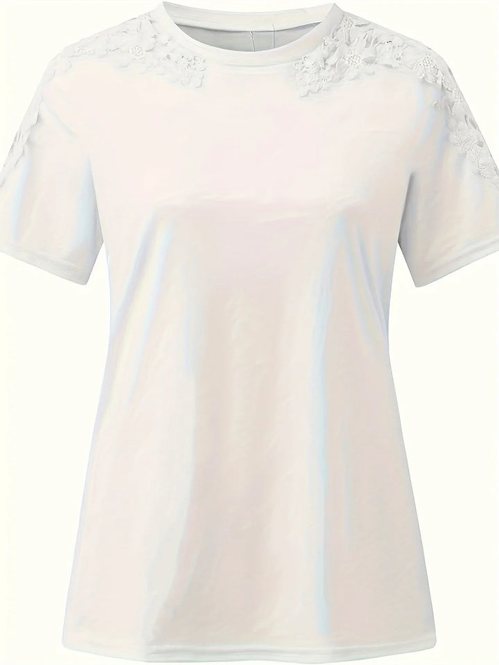 Ancuta - エレガントな夏用ショートスリーブTシャツ レーストップ