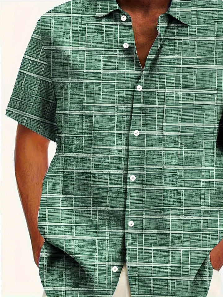 Haroyan - スタイリッシュなチェックストライプ柄シャツ
