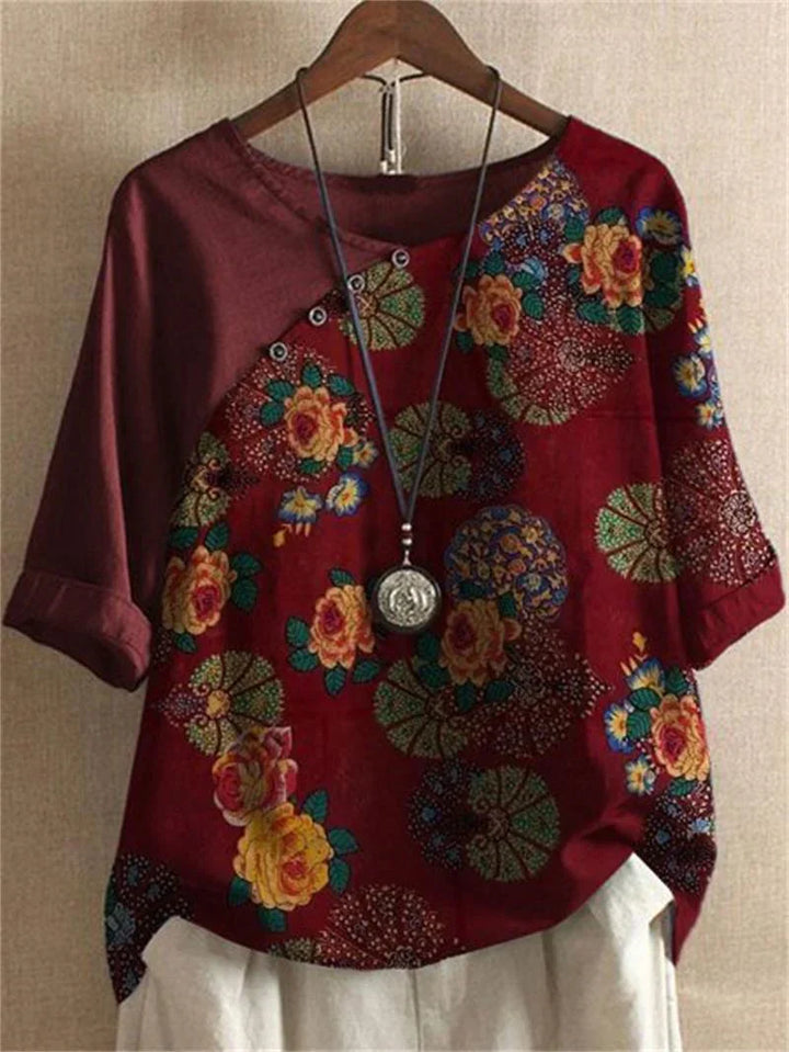 Hetty - 半袖ボタンダウン花柄シャツ