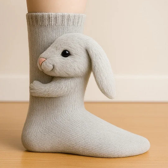 CozyCritters - 編み込み動物柄の足元を温かくするソックス