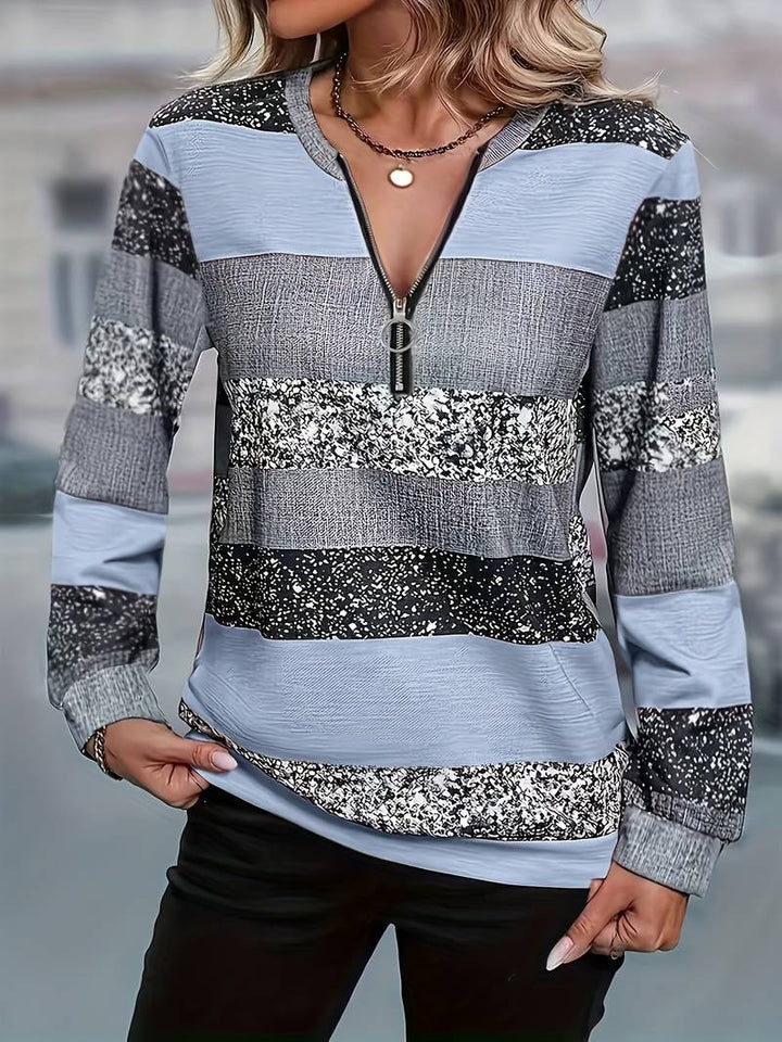 Avital - カジュアルなストライプセーター（ジッパー付き）