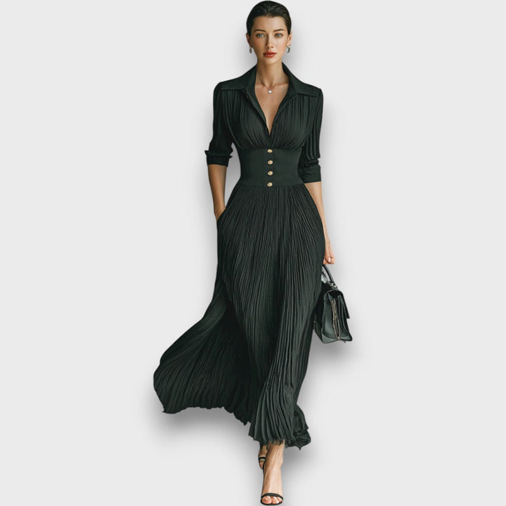 Adreena - Vネックボタン付きマキシドレス