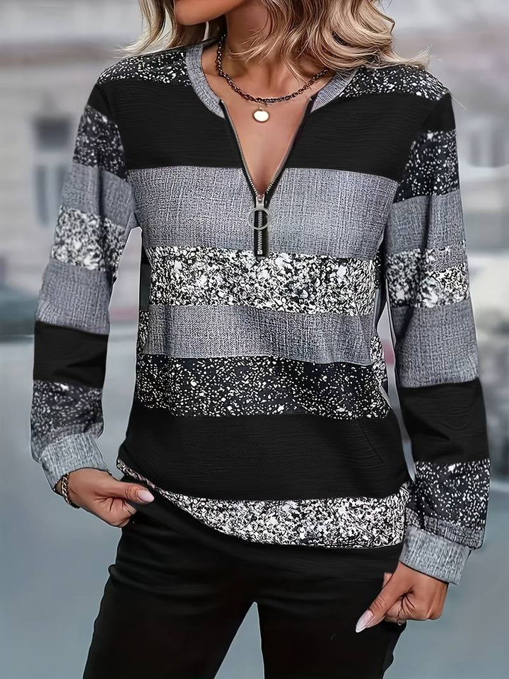 Avital - カジュアルなストライプセーター（ジッパー付き）