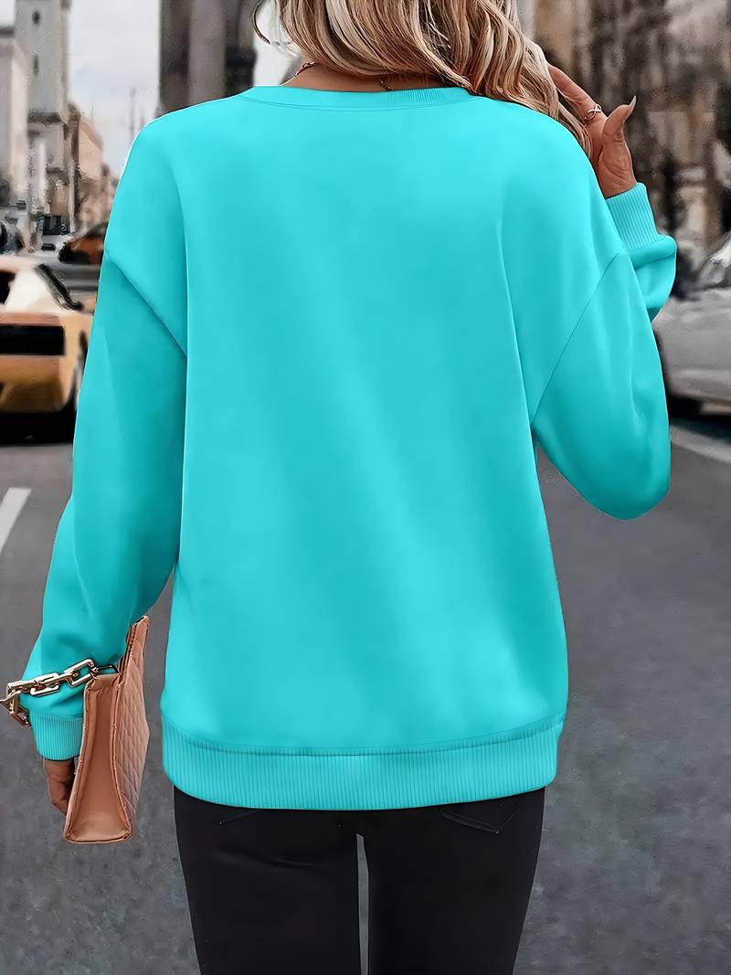 Ahuva - ハートデザインのスタイリッシュな長袖フリーススウェットシャツ