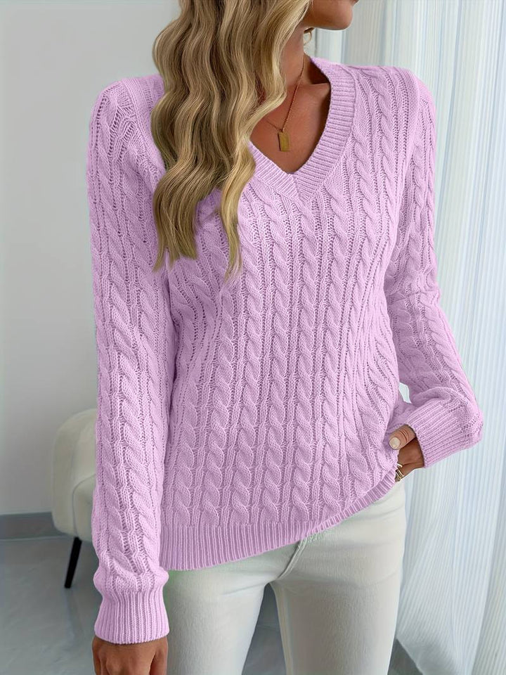 Zivah - Stylish Ribbed Sweater With V-Neck