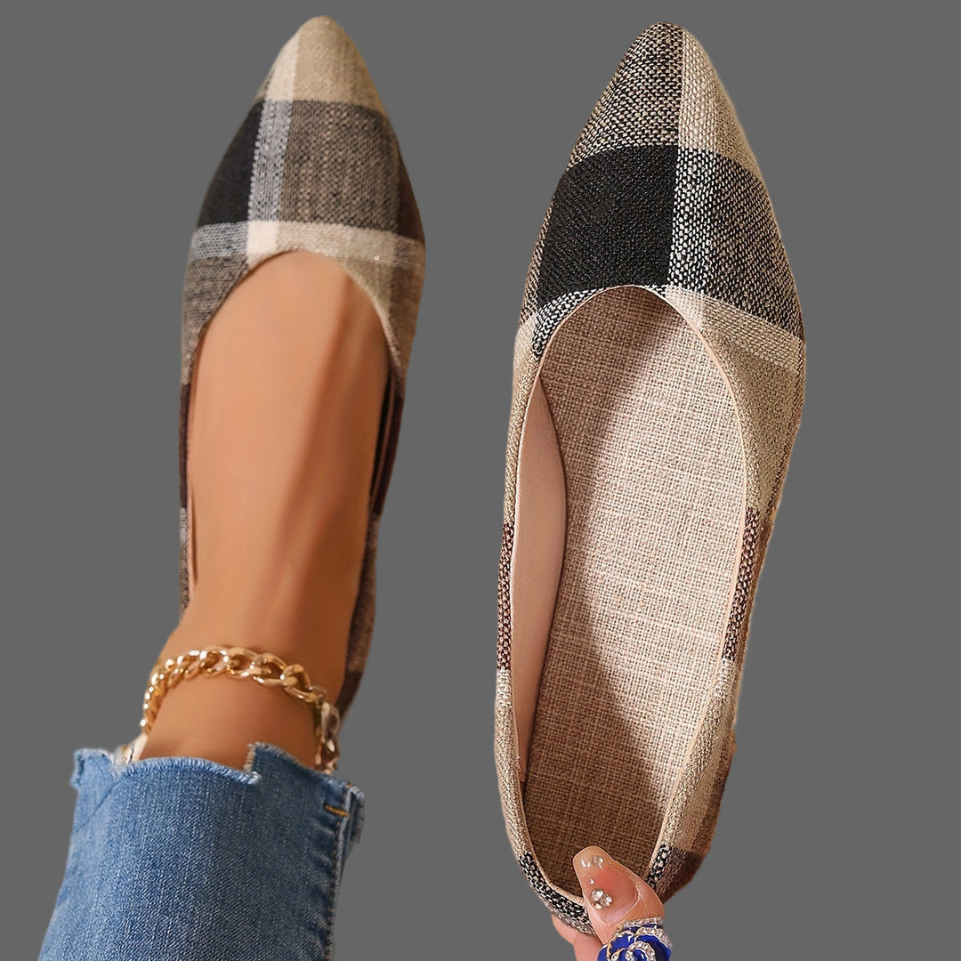 Atiya - チェック柄 先細フラットシューズ