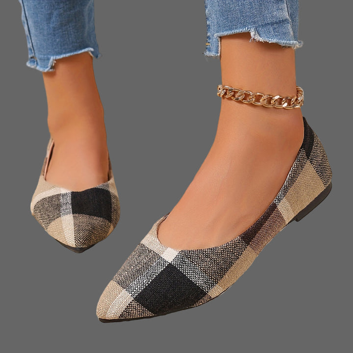 Atiya - チェック柄 先細フラットシューズ