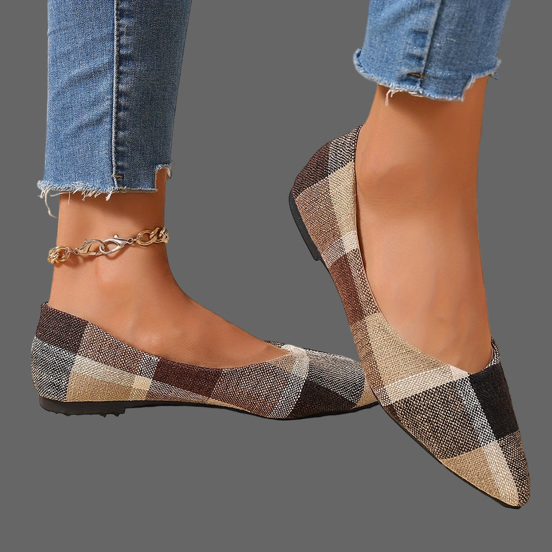 Atiya - チェック柄 先細フラットシューズ