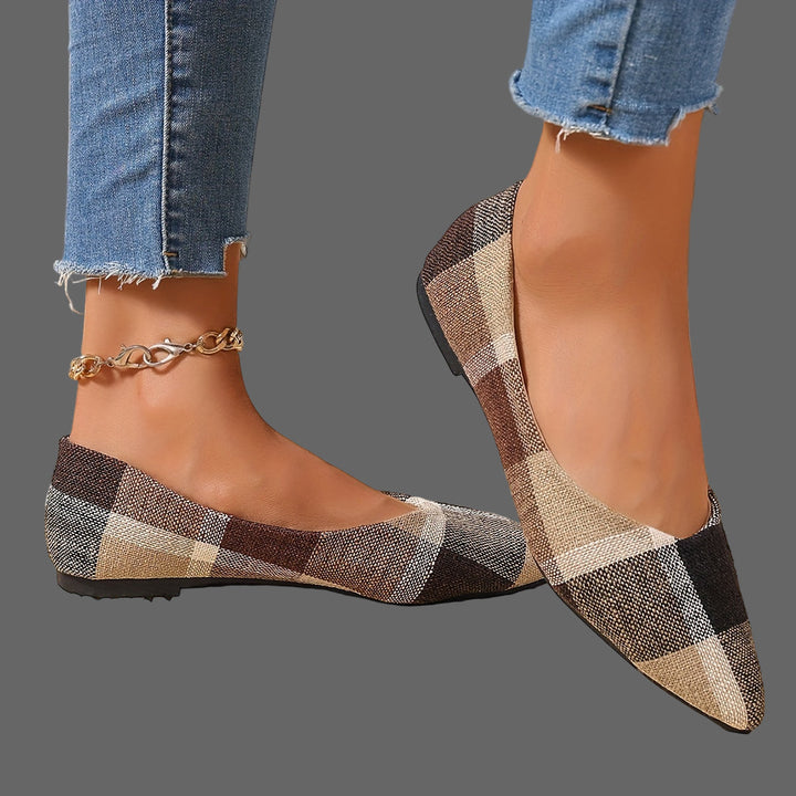 Atiya - チェック柄 先細フラットシューズ