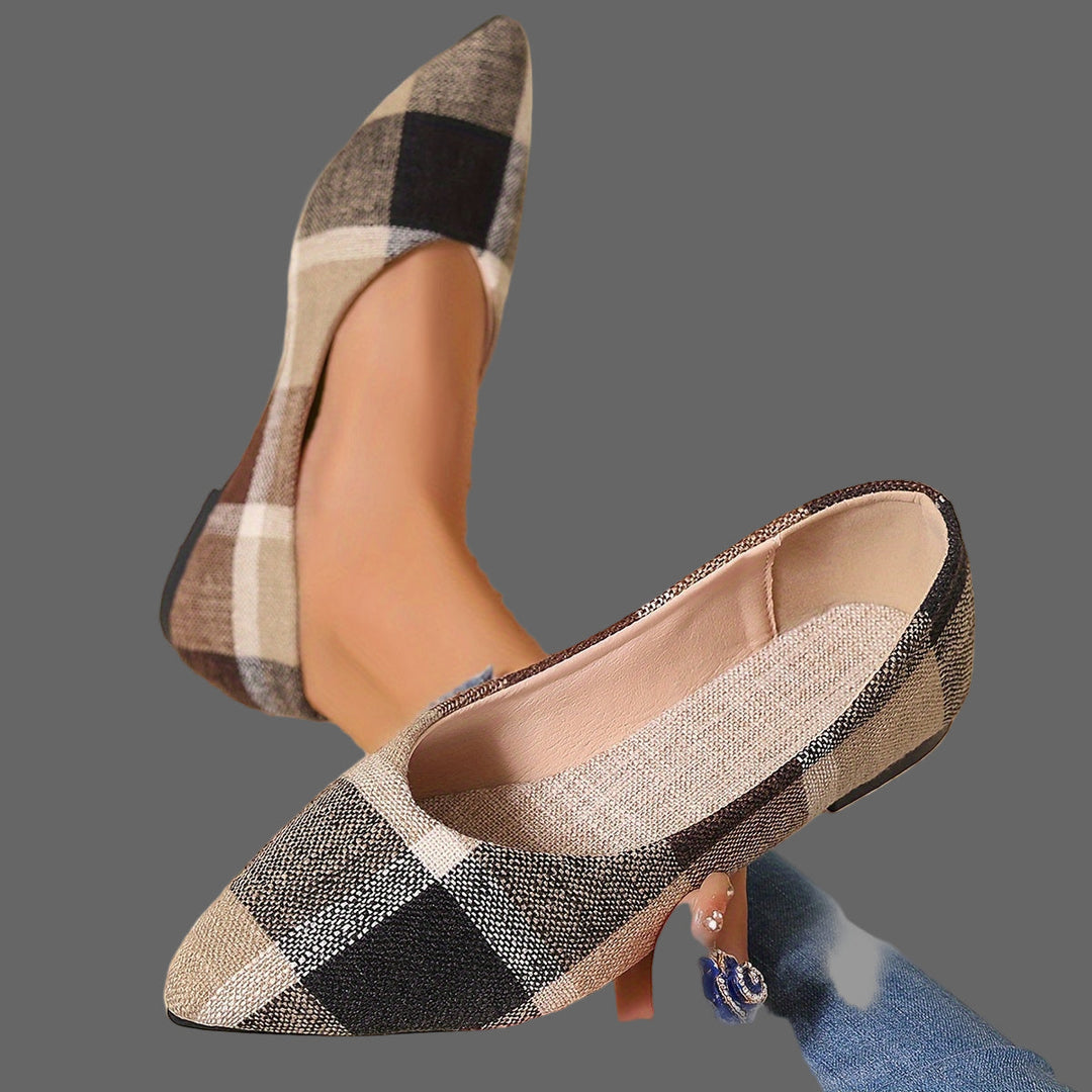Atiya - チェック柄 先細フラットシューズ