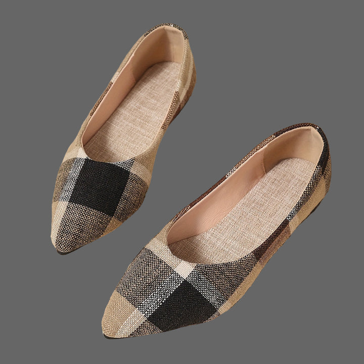 Atiya - チェック柄 先細フラットシューズ