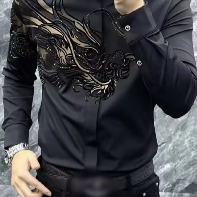 Zeljko - スタイリッシュなスリムフィットプリントシャツ