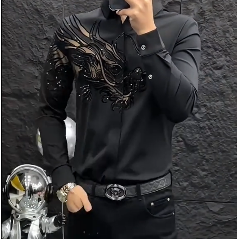 Zeljko - スタイリッシュなスリムフィットプリントシャツ