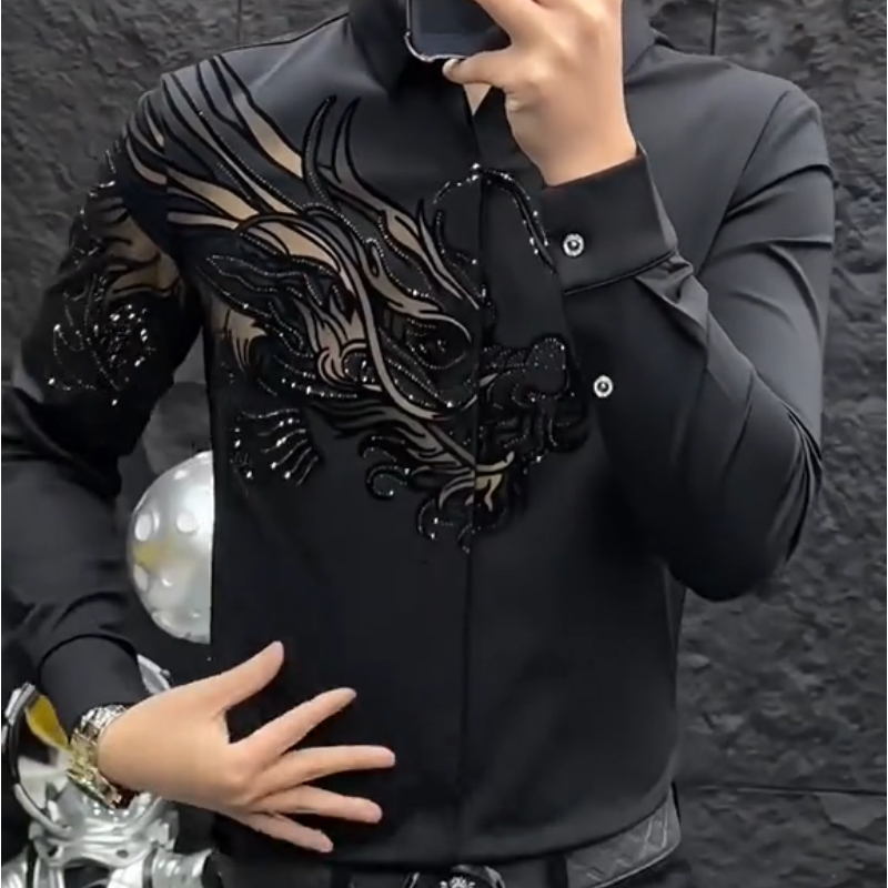 Zeljko - スタイリッシュなスリムフィットプリントシャツ