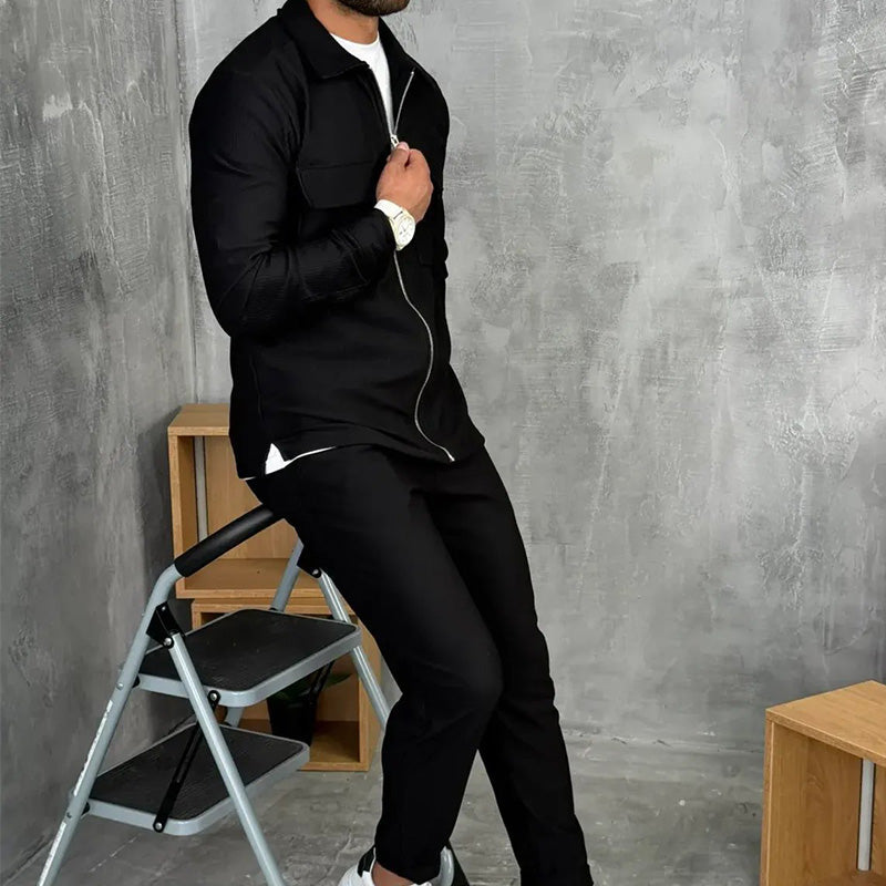 Adonis - リブ編みジップアップジョガーセット